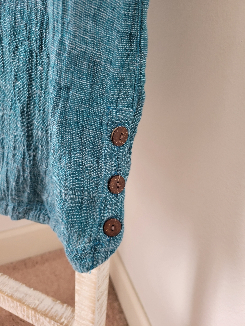 Tahari 100% Linen Vneck Dress Cover Up Sz Med, Teal Blue Green - Picture 5 of 6